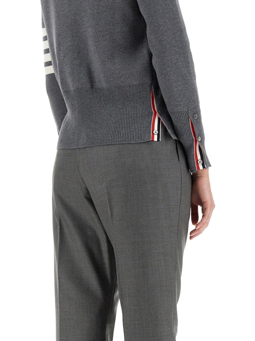 Thom Browne Fitted V-Neck Cardigan With Striped Detail