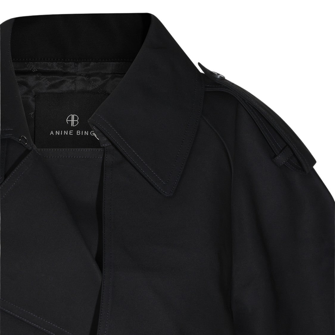 Anine Bing Double-Breasted Trench Coat With Belted Waist And Buttoned Cuffs