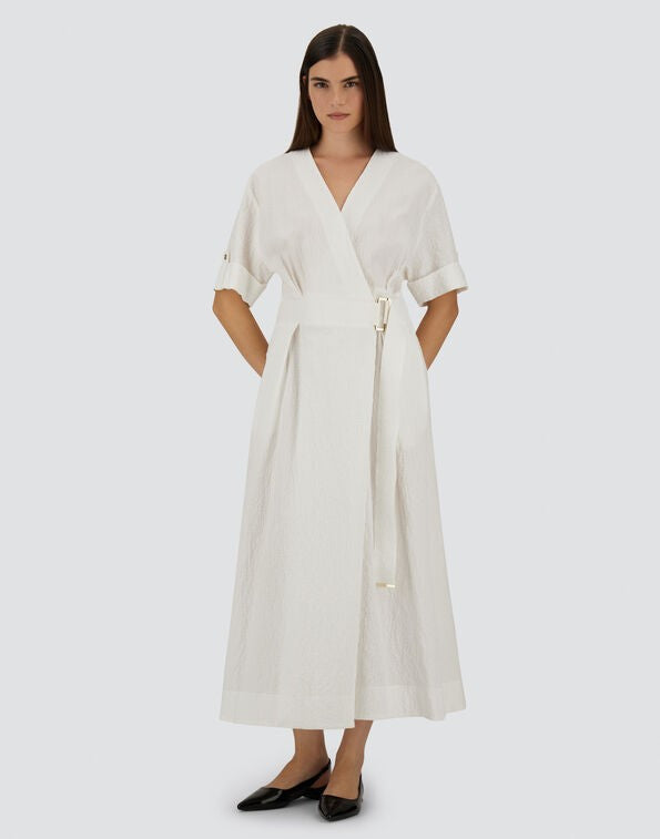 Herno Crispy Cotton Cross Over V Neck Dress