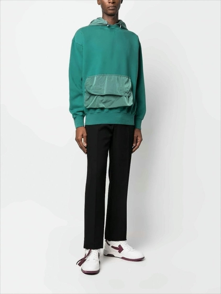 Aries Arise Relaxed-Fit Teal Hoodie With Oversized Pockets