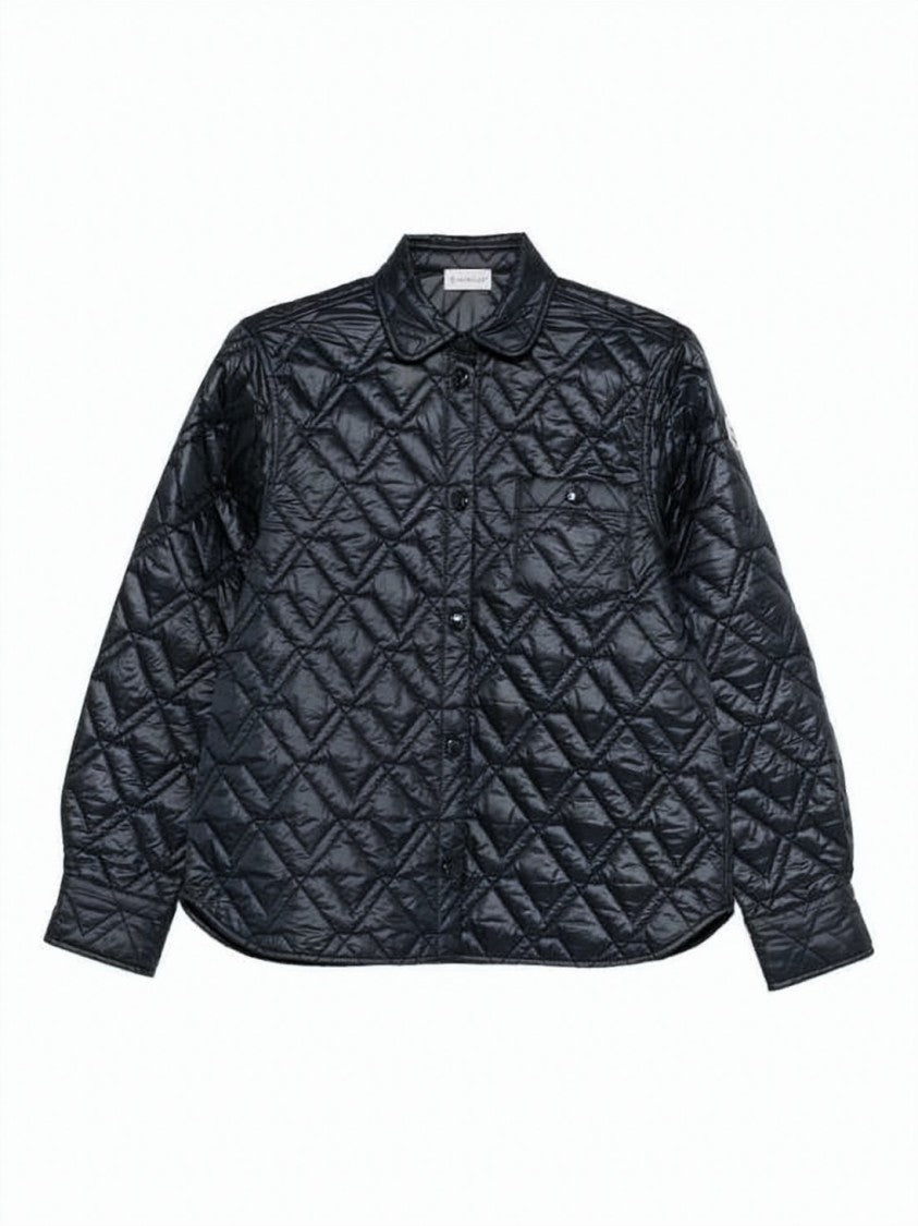 Moncler Quilted Black Jacket With Diamond Stitching