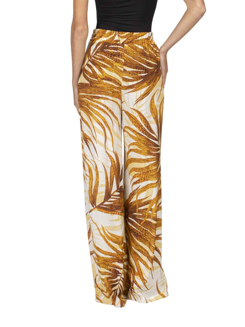Just Cavalli Reg Tropical Leaf Wide-Leg Pants