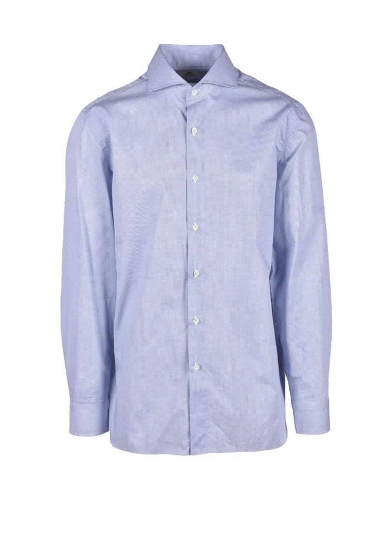 Luigi Borrelli Napoli Light Blue Textured Long-Sleeve Shirt