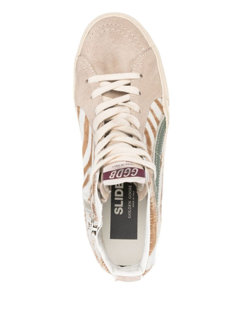 Golden Goose Light Beige Star Patch Zip Sneakers
