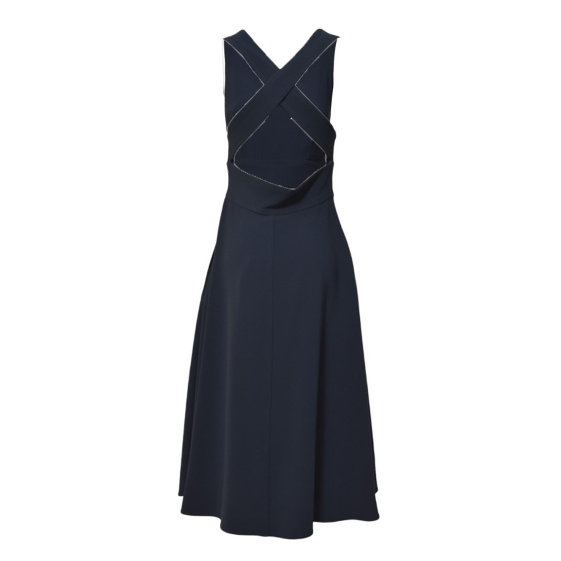 Aspesi Midnight Blue Cady Crepe Long Dress
