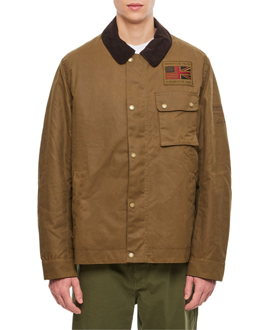 Barbour Beige Workers Corduroy Collar Waxed Jacket