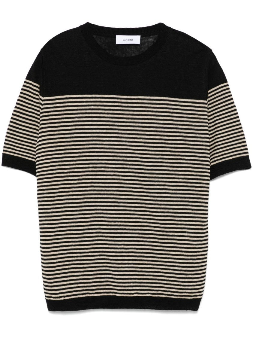 Lardini Striped Pattern Short-Sleeve Top