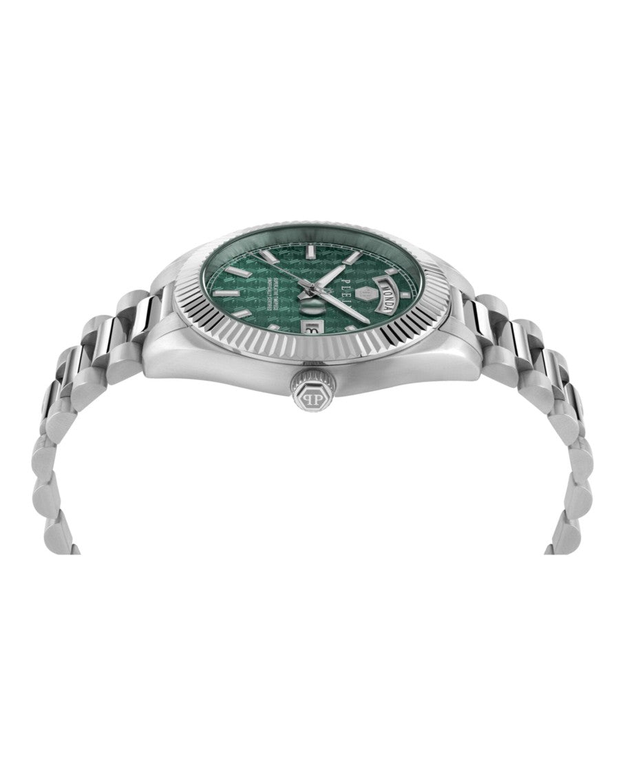 Philipp Plein Date Superlative Bracelet Watch With Green Guilloche Dial