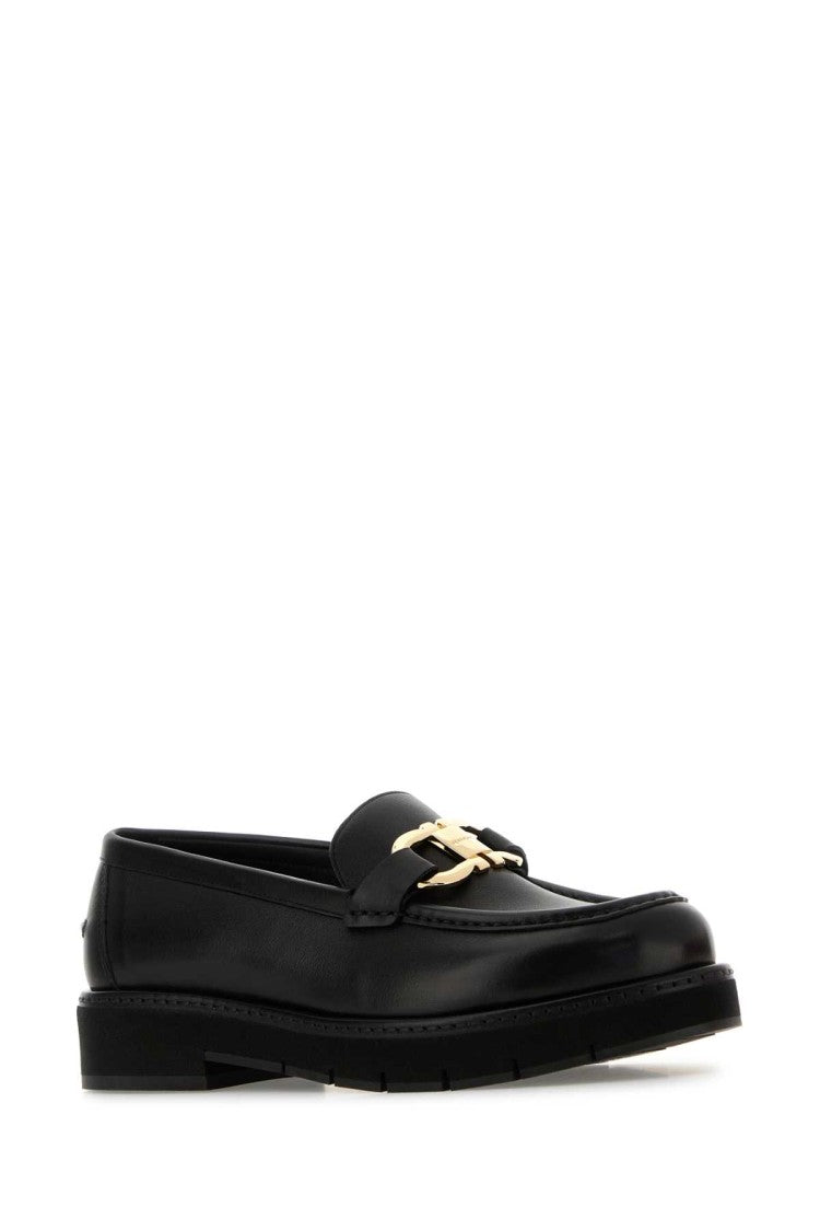 Salvatore Ferragamo Black Leather Maryan Loafers