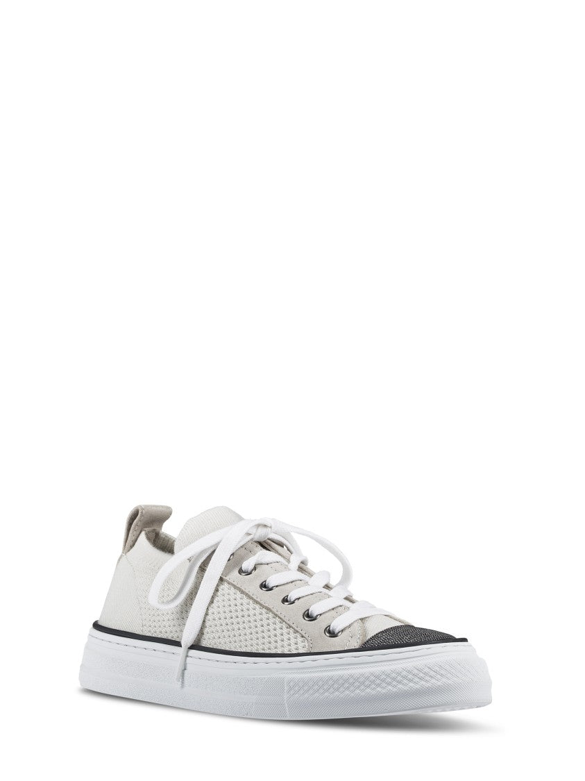 Brunello Cucinelli Breathable Mesh Sneakers With Textured Toe Cap