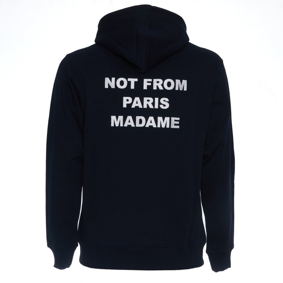 Drôle De Monsieur Navy Hoodie With Printed Slogan