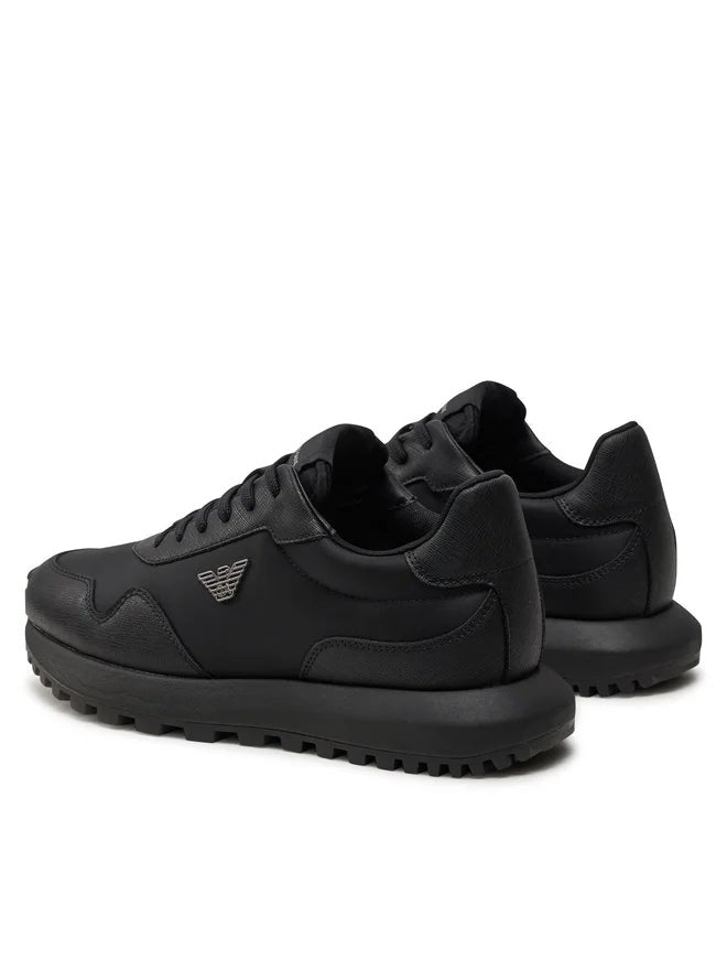 Emporio Armani Black Leather Sneakers