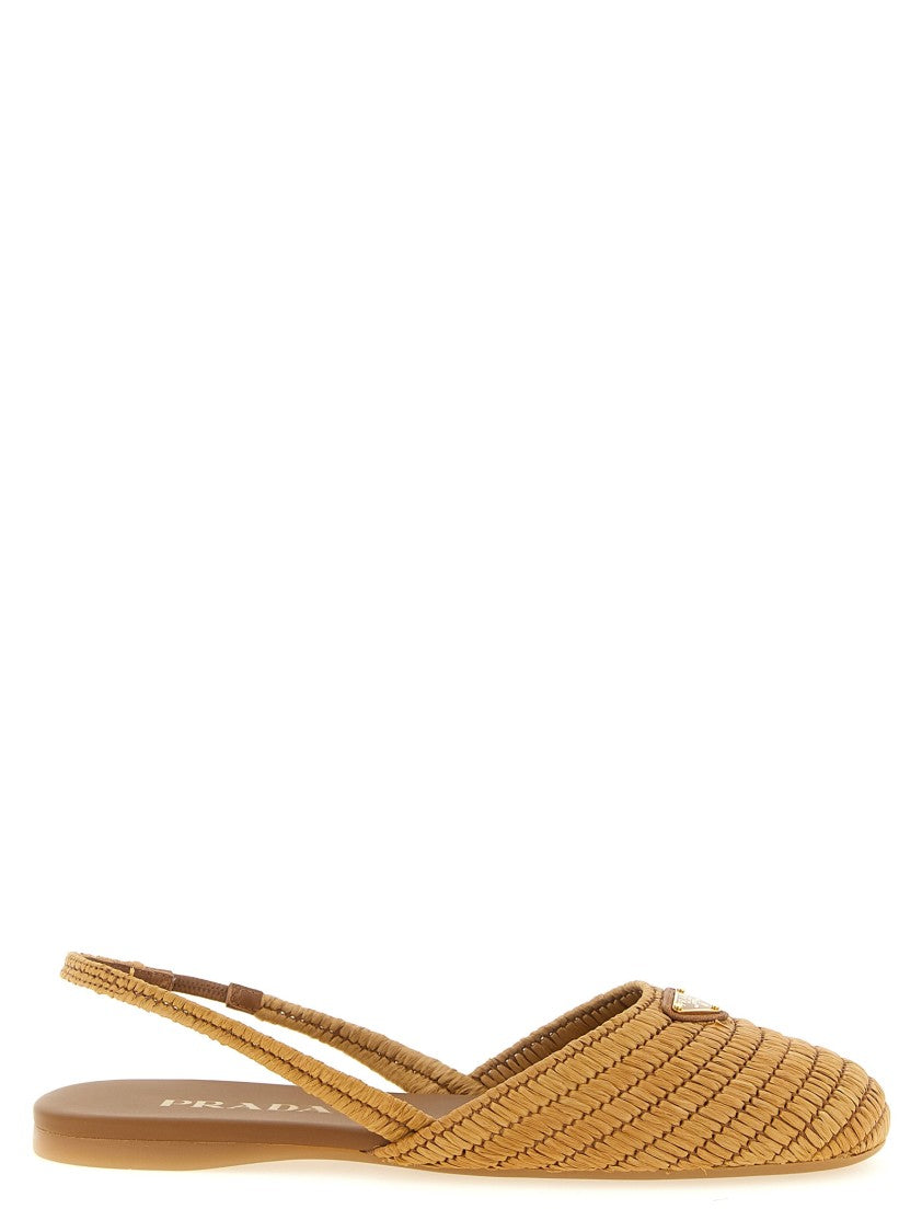 Prada Crochet Viscose Slingbacks With Enameled Logo