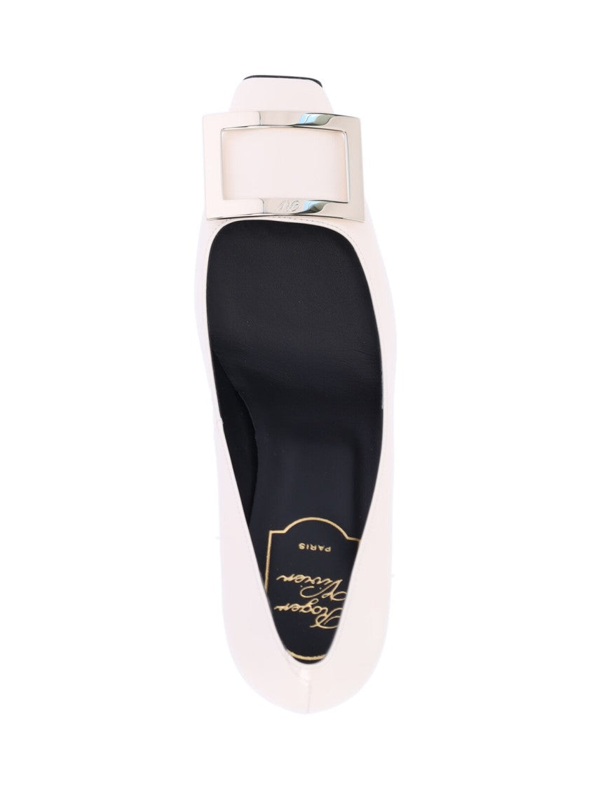 Roger Vivier Cream Trompette Calf Leather Pumps