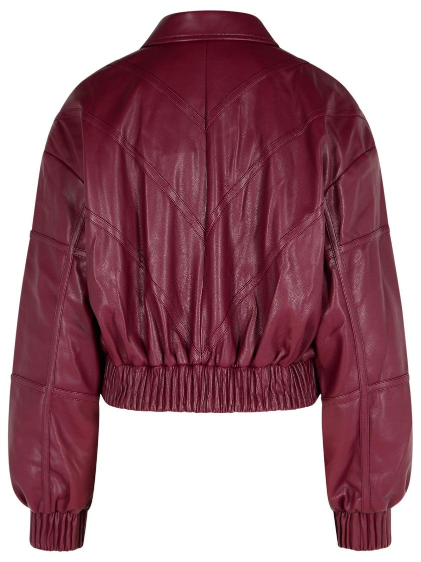 Rotate Burgundy Polyester Bomber Jacket
