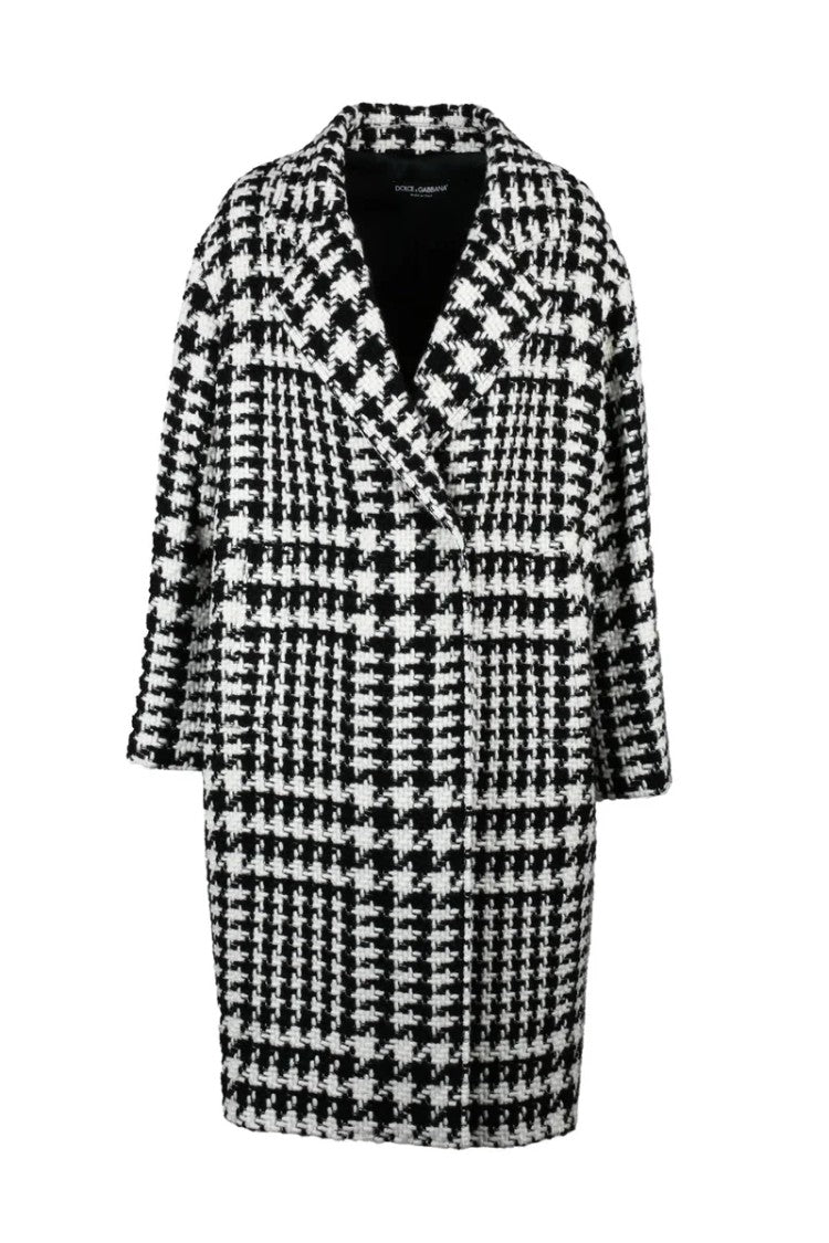 Dolce & Gabbana Mixed Fibre Coat - Black/White