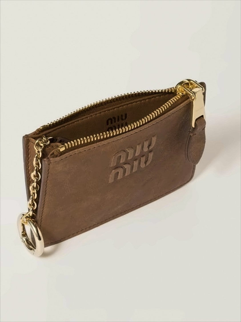 Miu Miu Nappa Leather Wallet With Gold-Tone Zipper