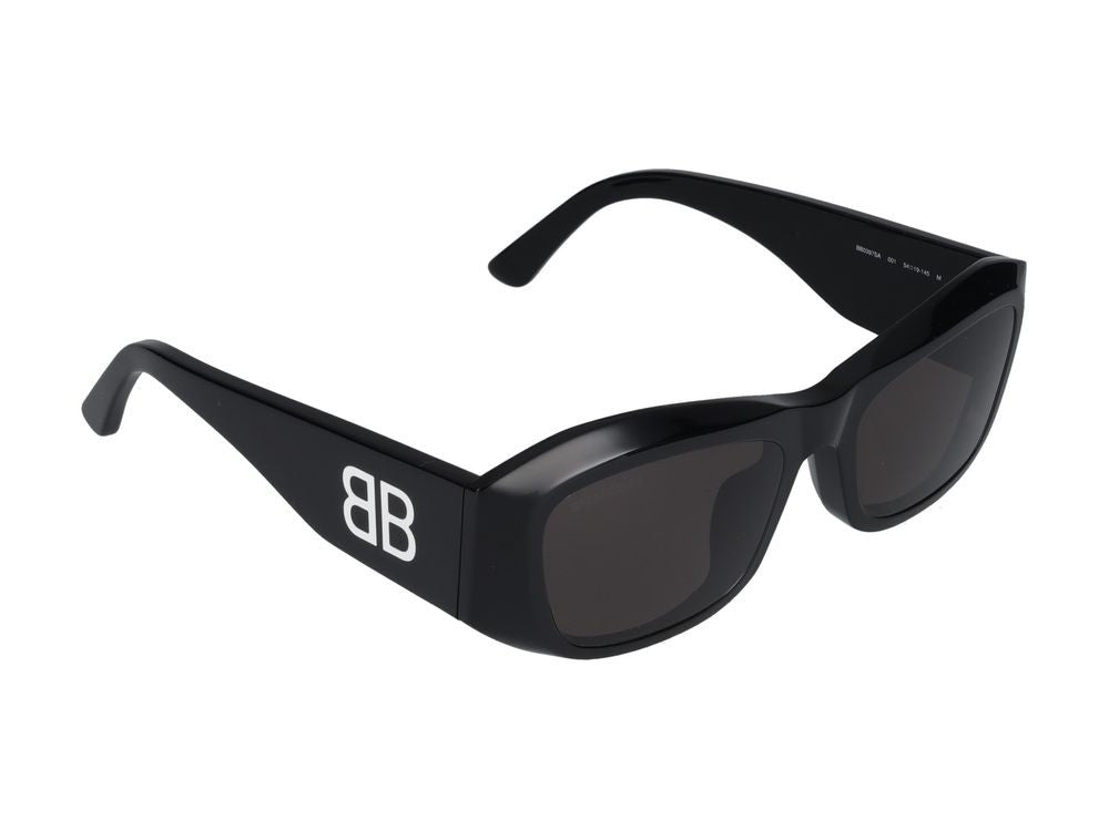 Balenciaga Black Double-B Logo Oversized Square Sunglasses