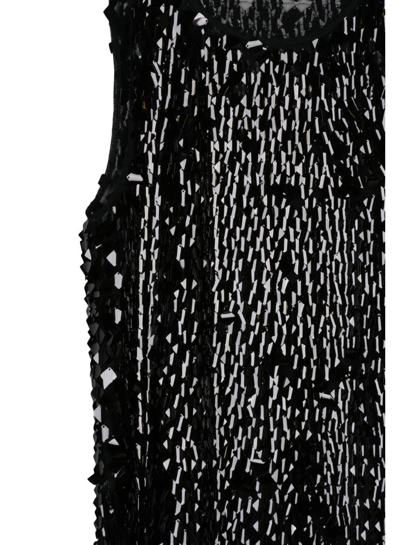 Niccolò Pasqualetti Black Sequined Sleeveless Top