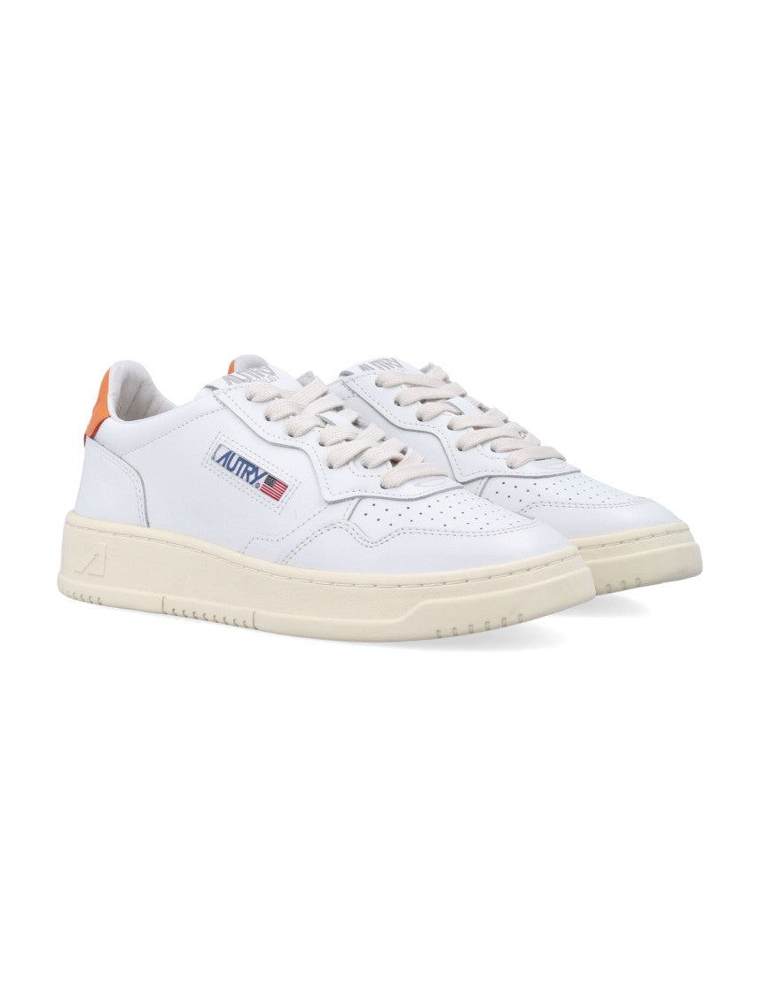 Autry Medalist Leather Low Sneakers White Orange