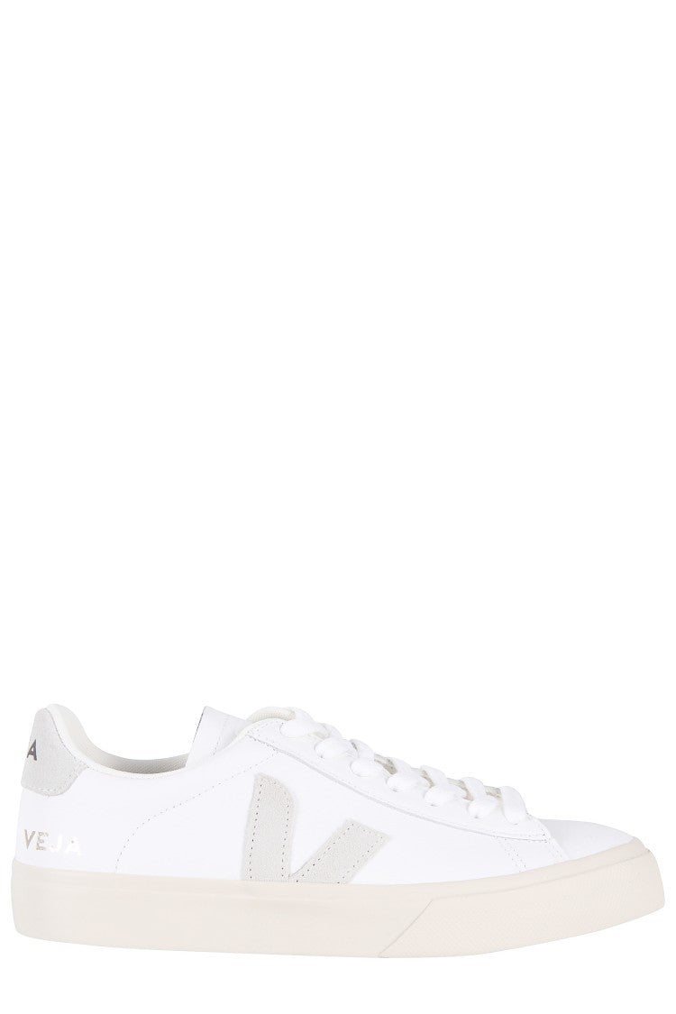 Veja White/Natural Campo Leather Low-Top Sneakers