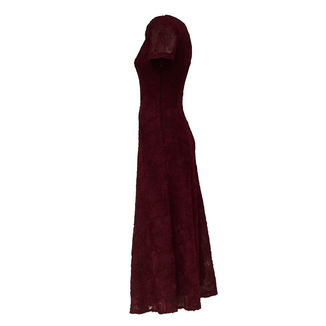 Rotate Flared Mesh Maxi Dress With Textured Floral Appliqués