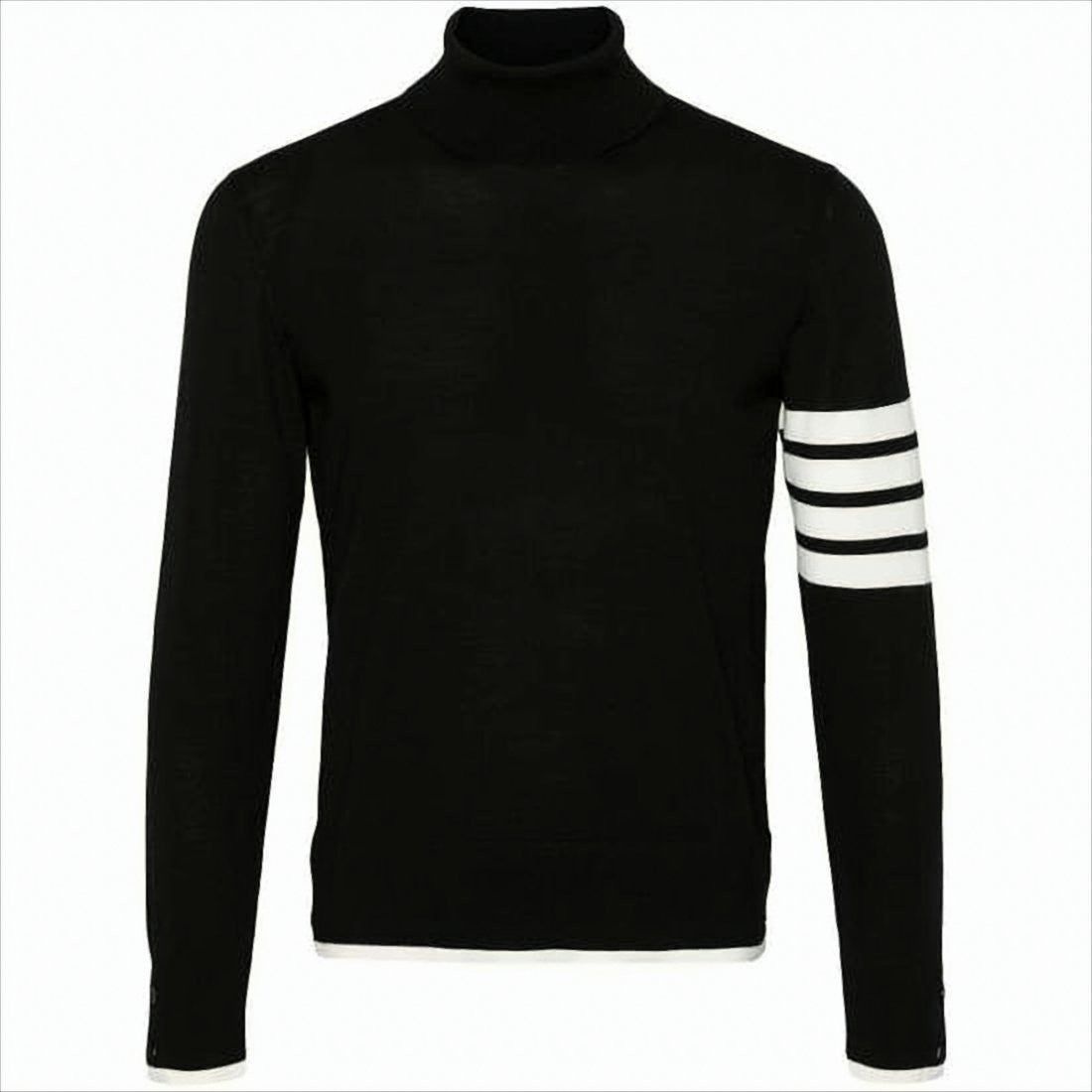Thom Browne Fitted Black Wool Turtleneck Sweater