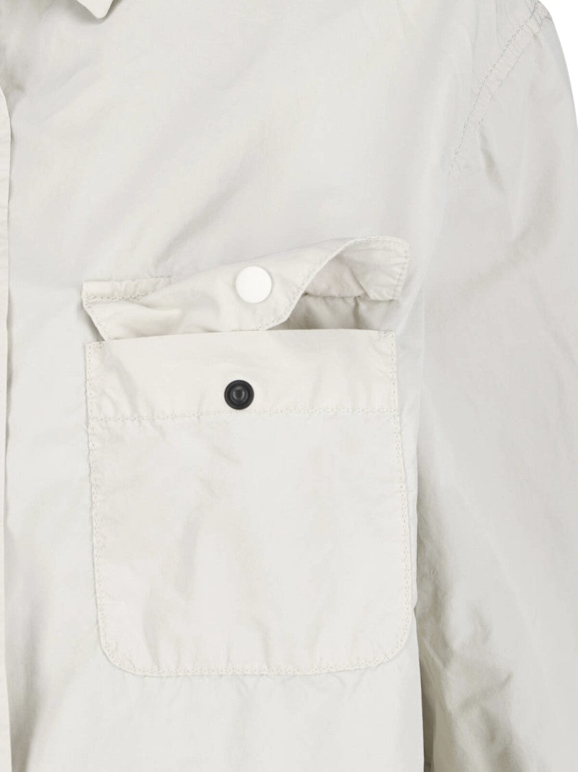 Aspesi Neutral Classic Collar Snap Button Shirt