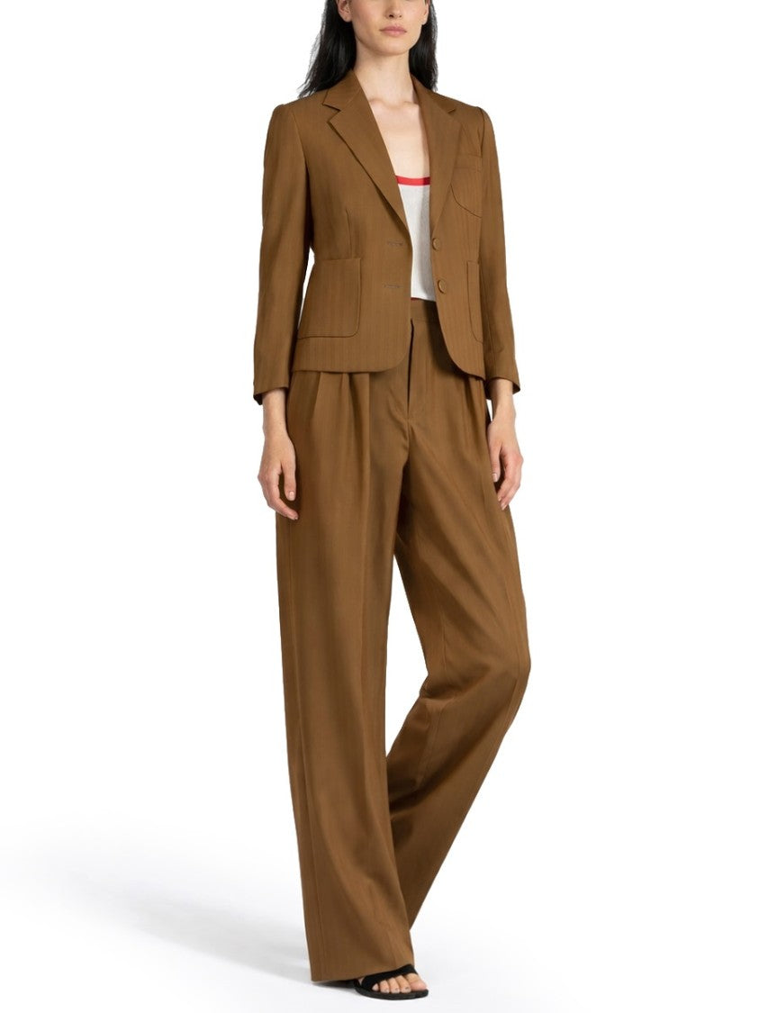 Dries Van Noten Bamis Cropped Wool-Blend Vertical Stripes Jacket