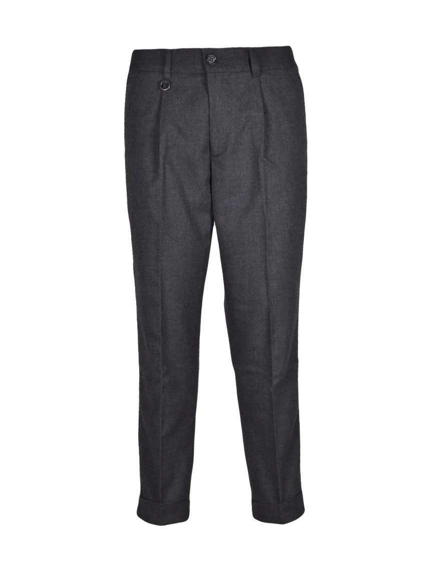 Paolo Pecora Grey Stretch Viscose-Blend Chino Pants
