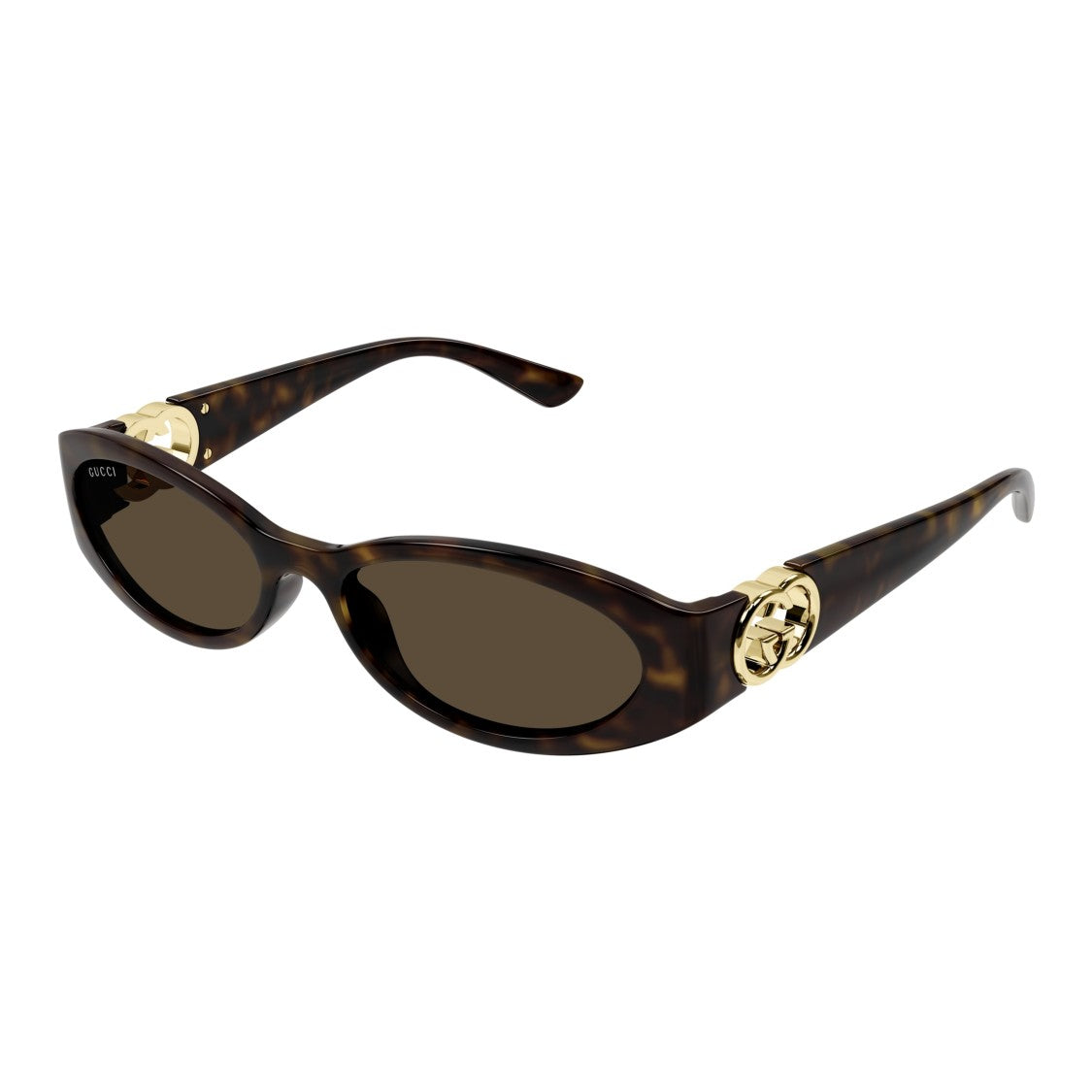Gucci Tortoiseshell Oval Sunglasses With Gold-Tone Logo Accent