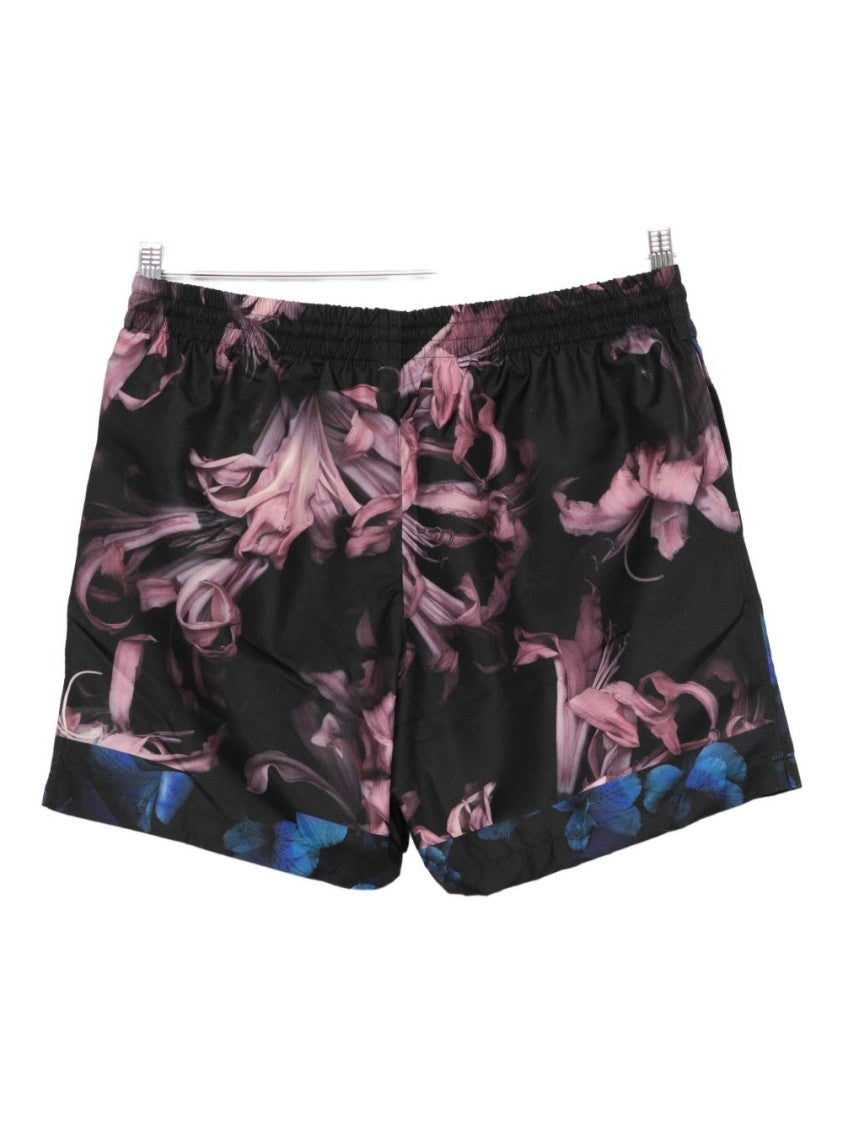 Dries Van Noten Black Floral Print Drawstring Swim Shorts