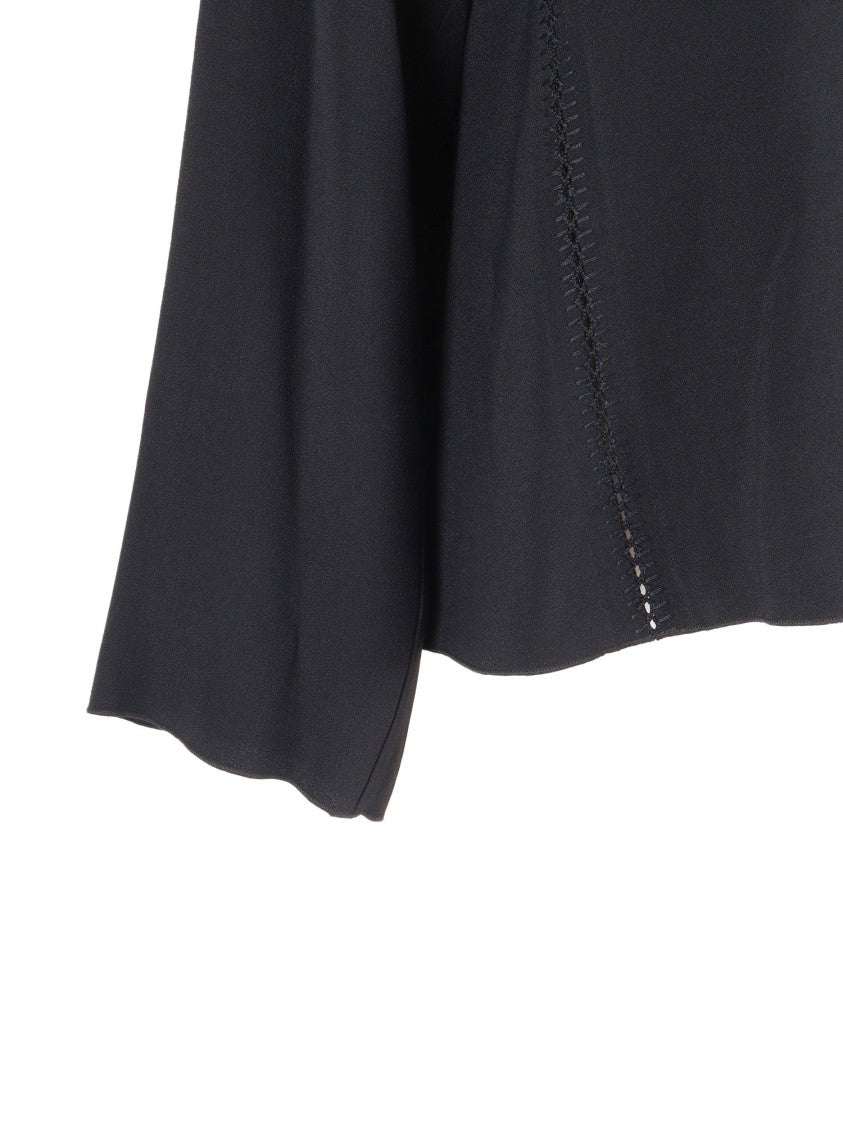 Forte Forte Long Sleeve Embroidered Top In Matte Satin