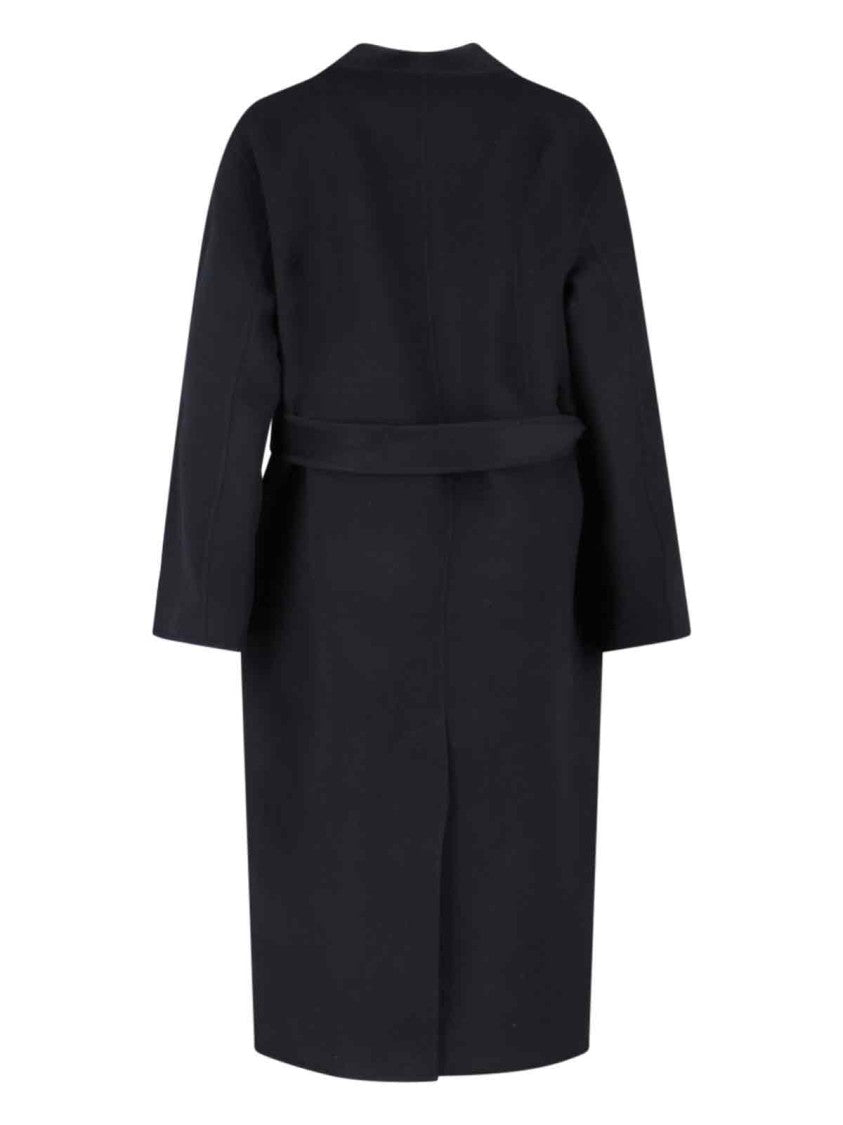 Róhe Black Wool Coat With Shawl Collar