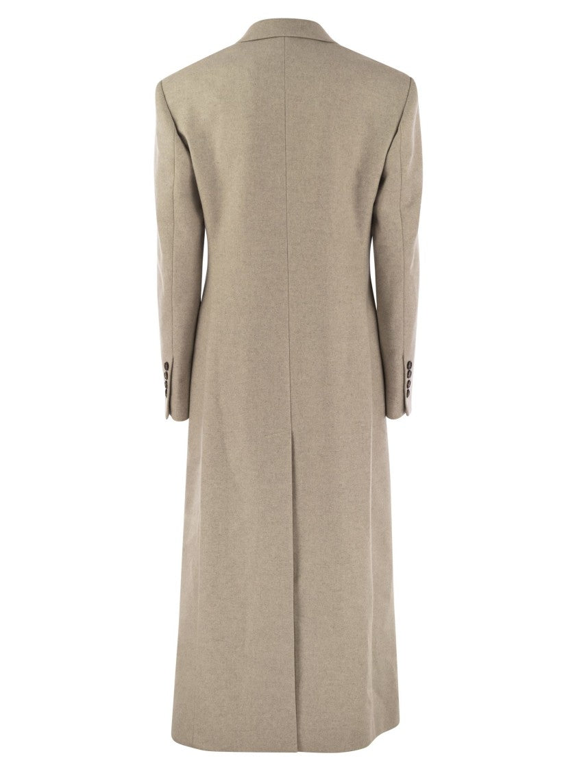 Brunello Cucinelli Lightweight Wool Cloth Coat With Jewellery