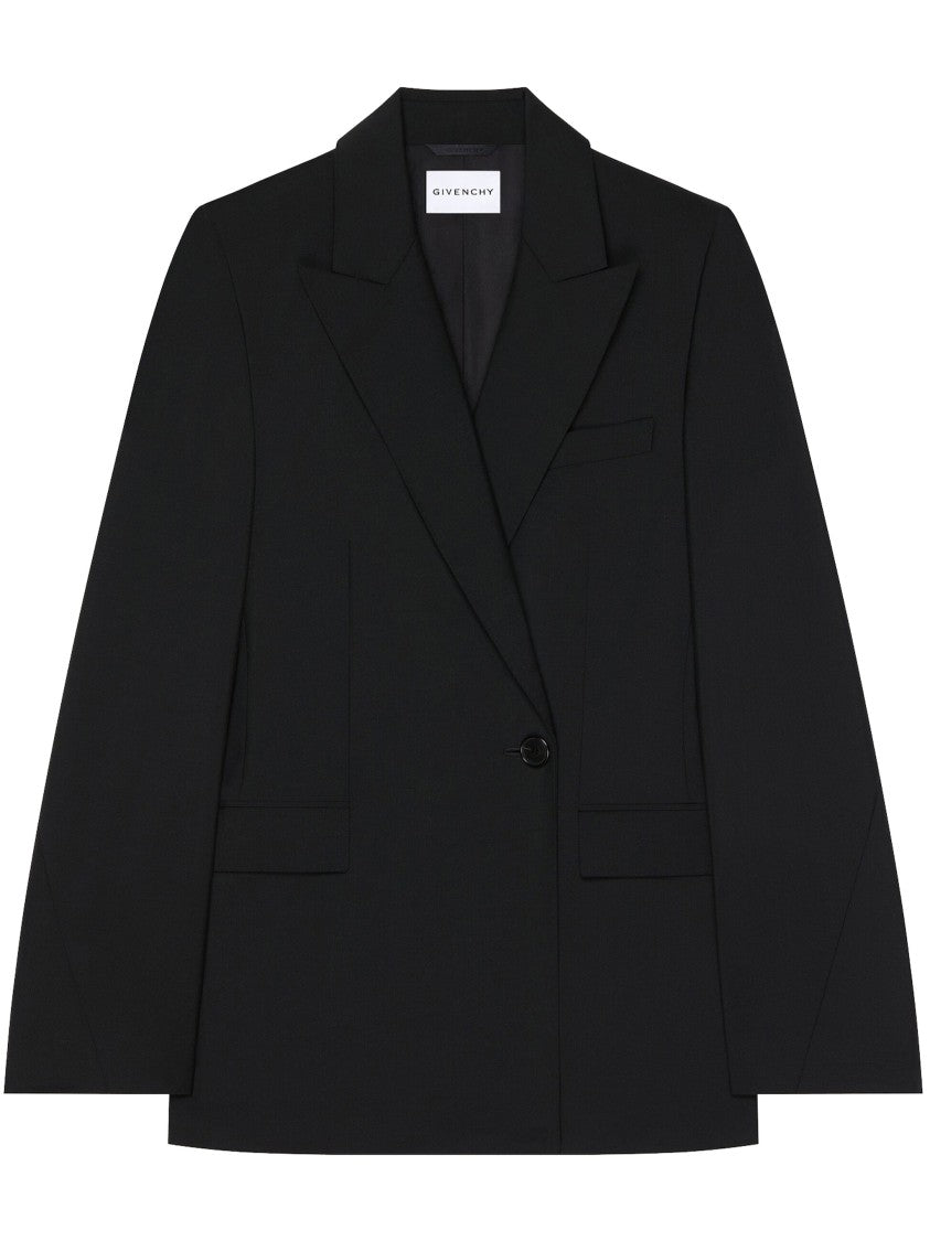 Givenchy Tailored Double-Breasted Sharp Lapel Wool Jacket