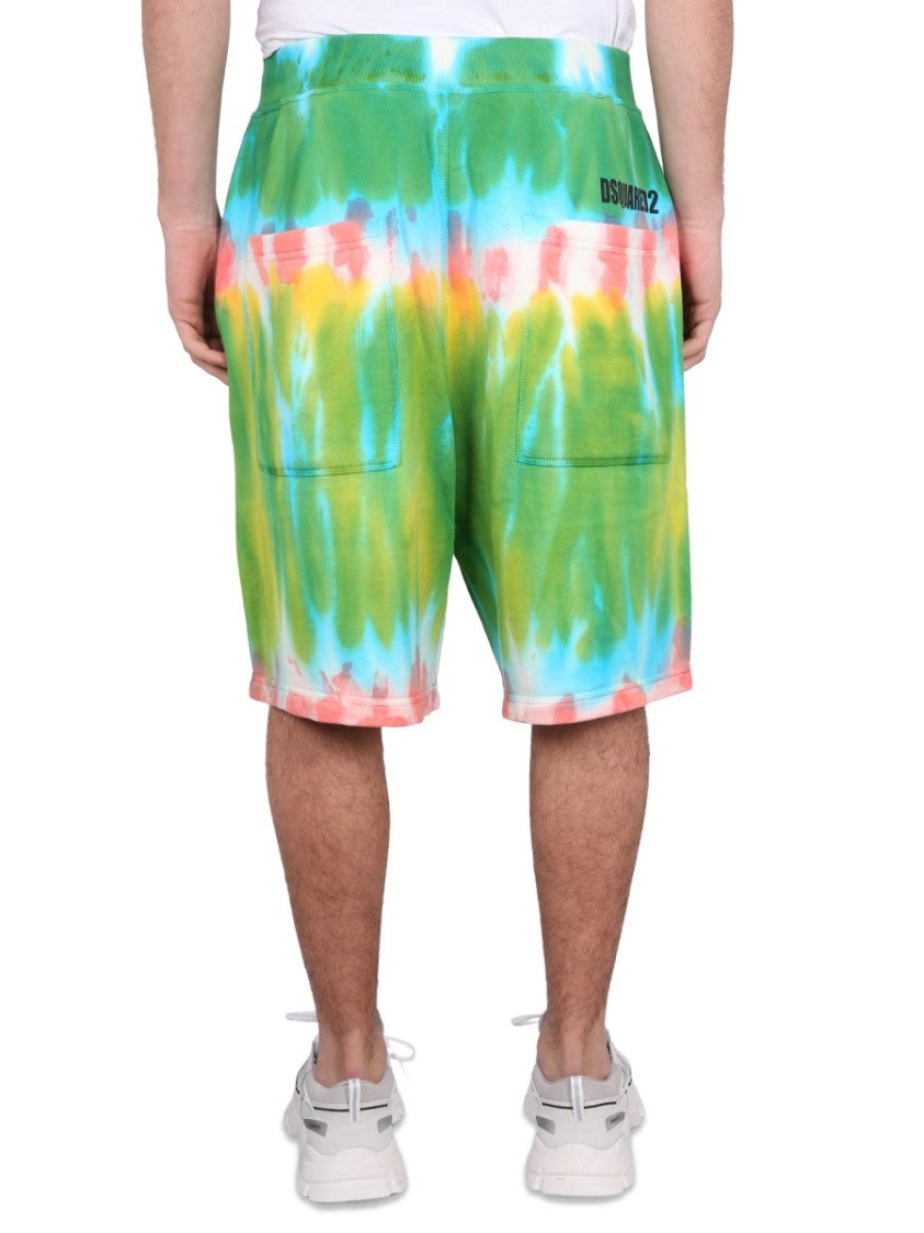 Dsquared2 Bermuda Shorts With Vibrant Tie-Dye Pattern
