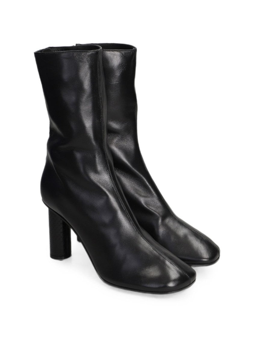 Paris Texas Black Pointed-Toe Silk-Nylon Ankle Boots