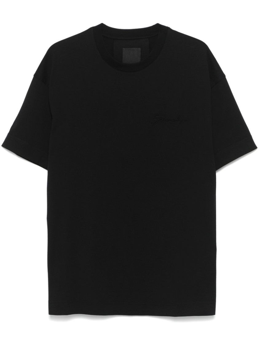 Givenchy Black Embossed Logo Drop Shoulder T-Shirt