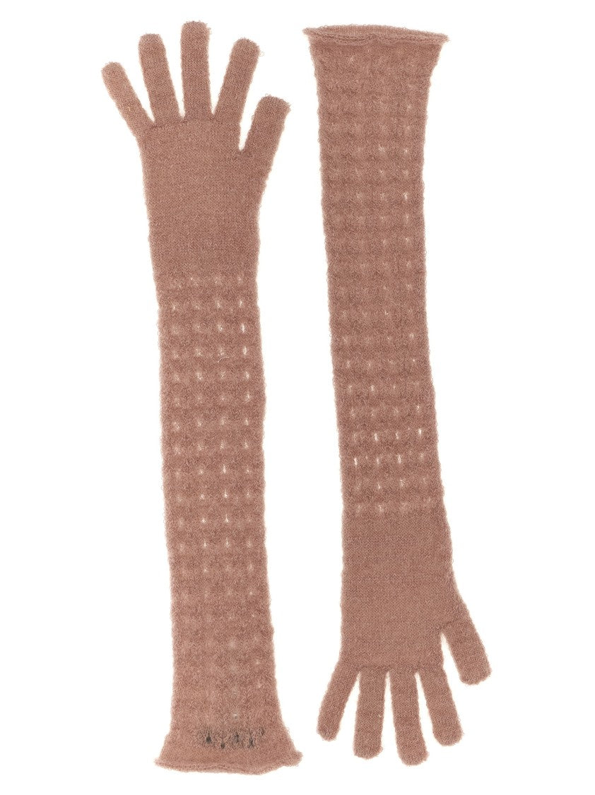 Fabiana Filippi Crocheted Mohair Blend Gloves With Dexterous Fit