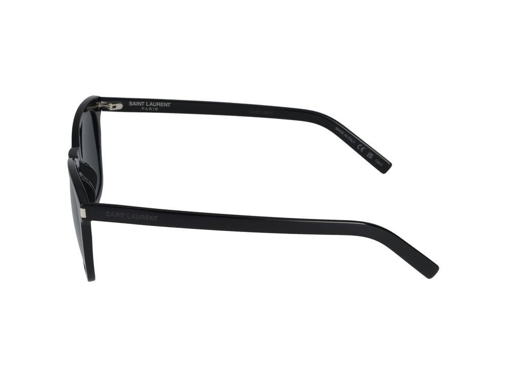 Saint Laurent Black Glossy Finish Rectangular Acetate Sunglasses