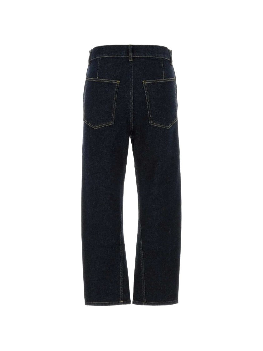 Moschino Indigo Cropped Five Pocket Cotton Denim Pants