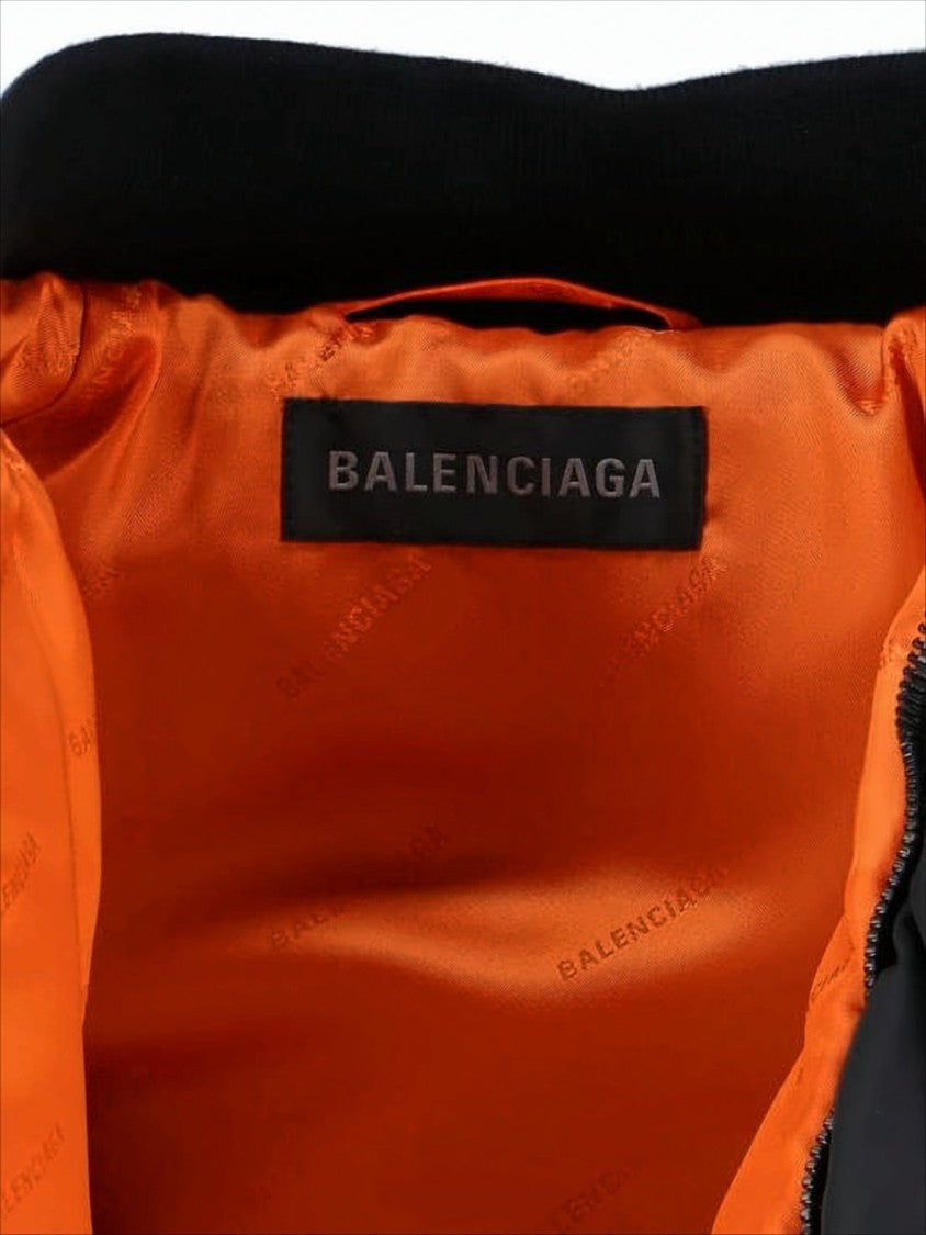 Balenciaga Voluminous Matte Black Bomber Jacket With Puffed Sleeves
