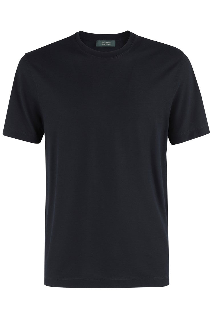 Zanone Short-Sleeve Round Neck T-Shirt In Deep Blue