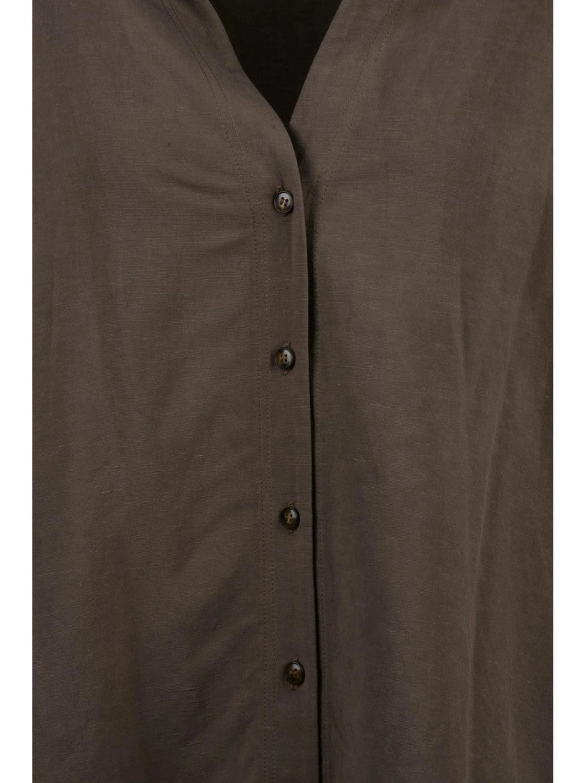 Black 961 Brown Viscose Linen Shirt