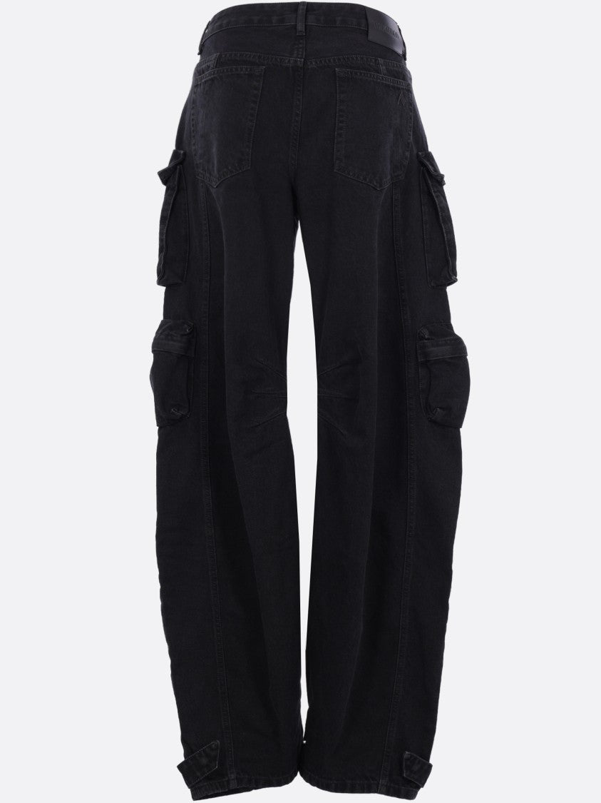 The Attico Wide-Leg Cargo Jeans With Classic Waistband And Flap Pockets