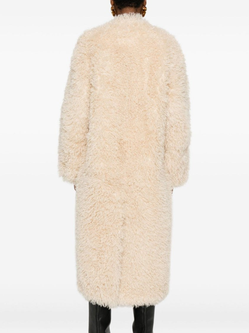 Stand Beige Tailored Coat With Classic Silhouette