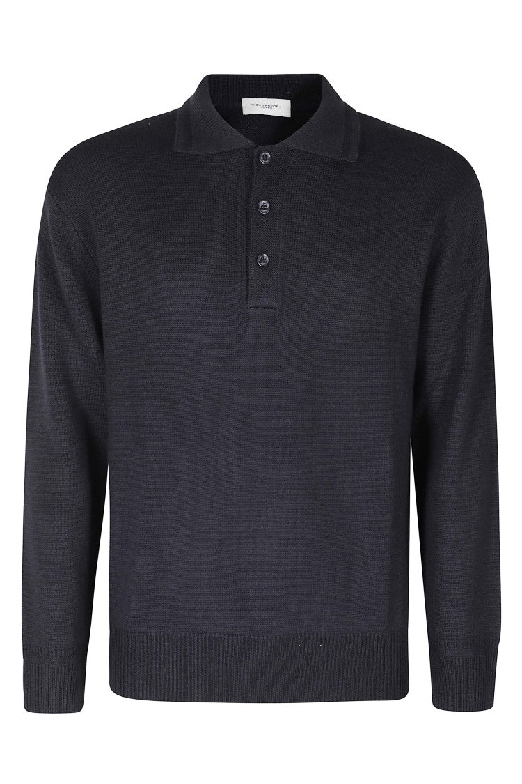 Paolo Pecora Blue Double-Faced Extra-Fine Merino Wool Polo Shirt