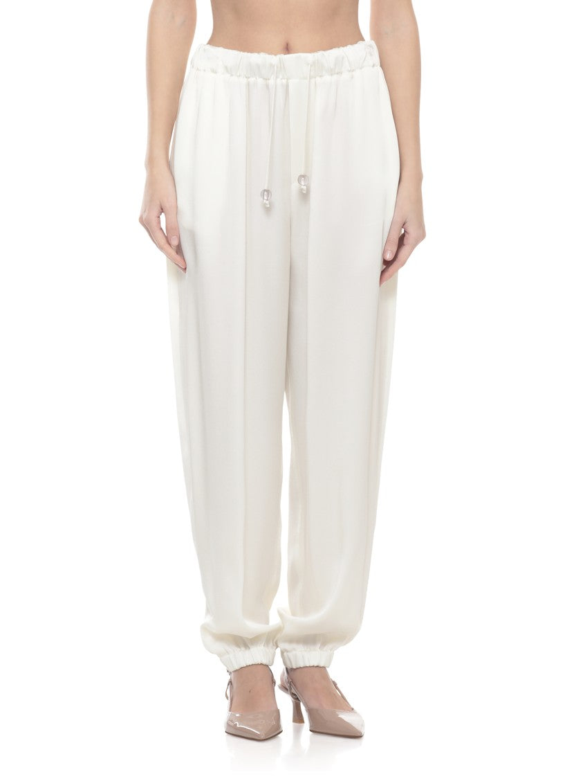 Fabiana Filippi Ivory Drawstring Viscose Straight-Leg Pants