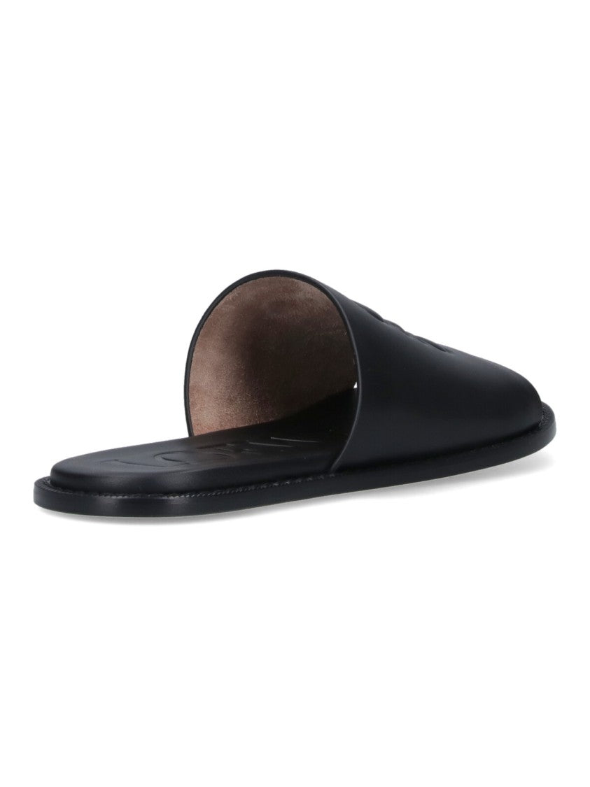 Loewe X Paula's Ibiza "Anagram Flex" Slide Sandals, In Black Calfskin
